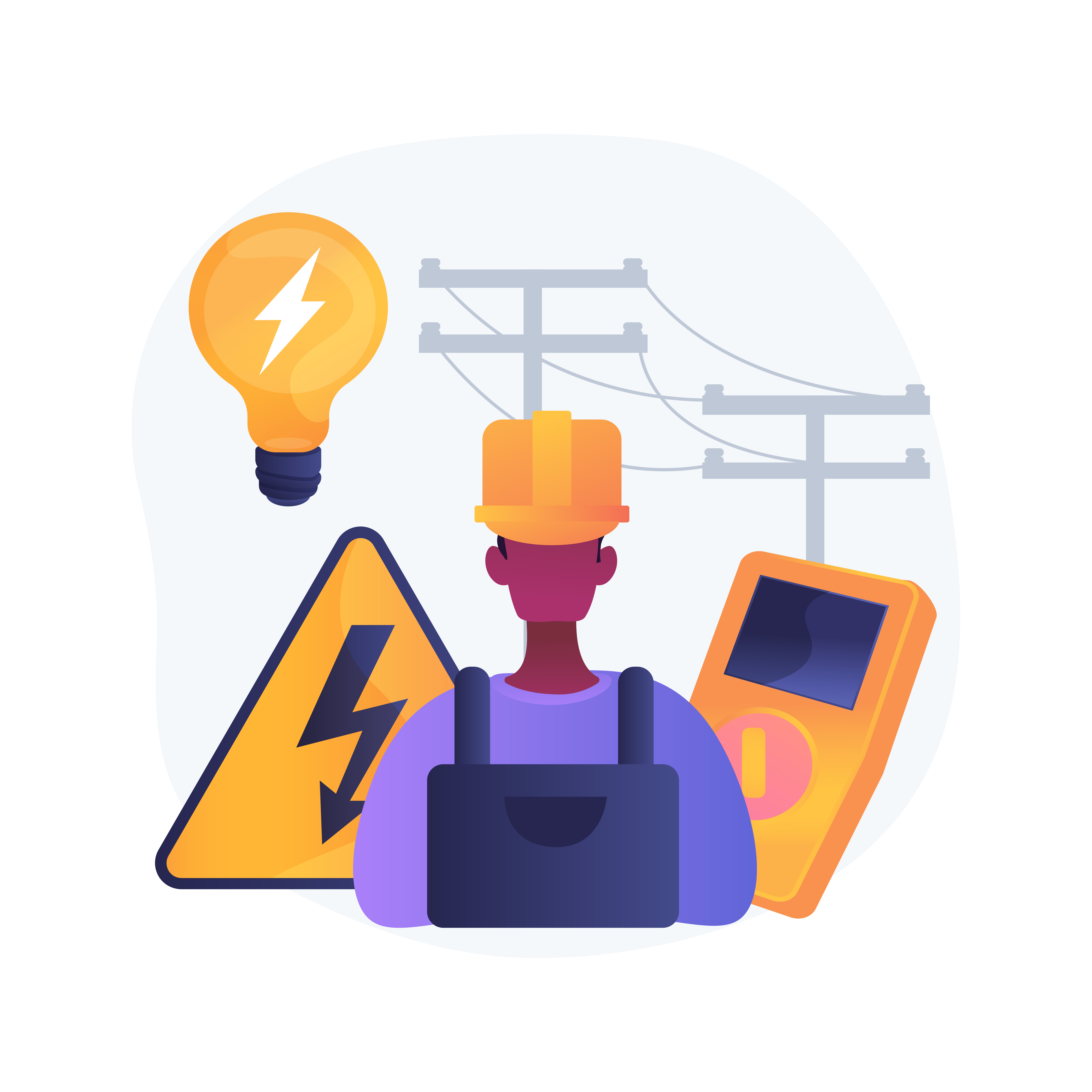Electrician services abstract concept vector illustration. Energy-efficient lighting, electrical system maintenance and inspection, home automation, electric heater repair abstract metaphor.